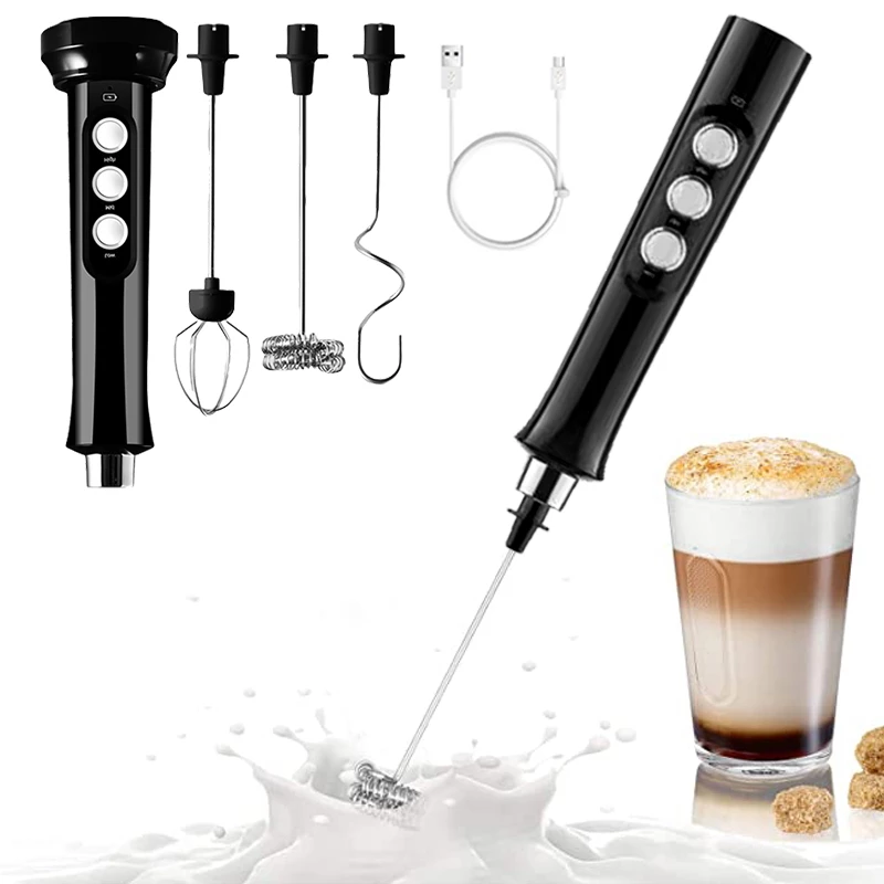 3 em 1 portátil recarregável elétrica leite frother espuma fabricante de alta velocidades beber mixer handheld foamer café frothing varinha|Bat. ovos| - AliExpress